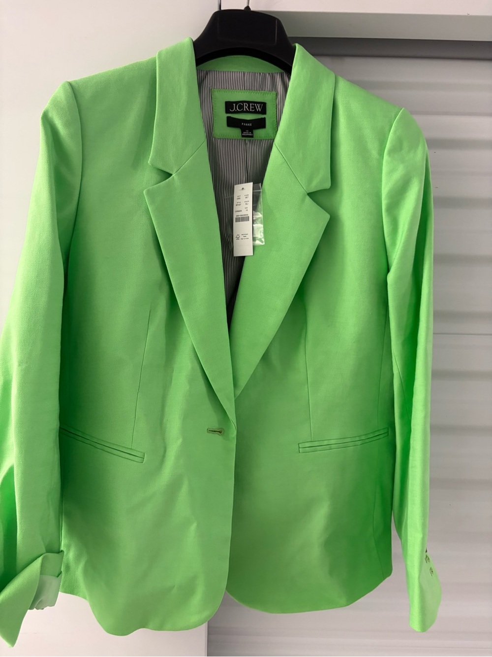 J. Crew Parke Blazer in Stretch Linen. Lime Green. Size 16. New with tags.